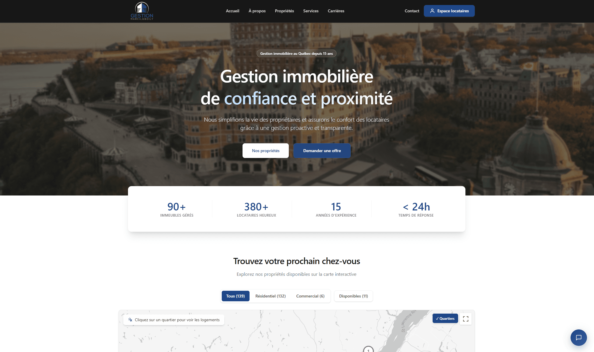 Interface de Gestion Marcil & Boily, en production
